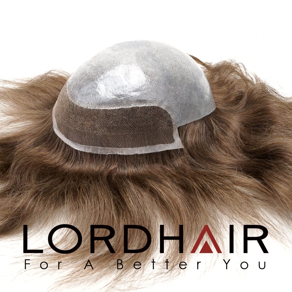 Lordhair Perücke Männer,Realität Toupet, 0,08 mm Dünne Leder Basis 20 * 25 CM Leichtes Haarersatzsys