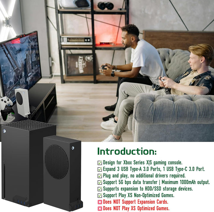 3.0 USB-Hub für Xbox Series X & S, Joso 4-Port-USB-Erweiterung mit Typ-C, kompatibel mit Xbox Series