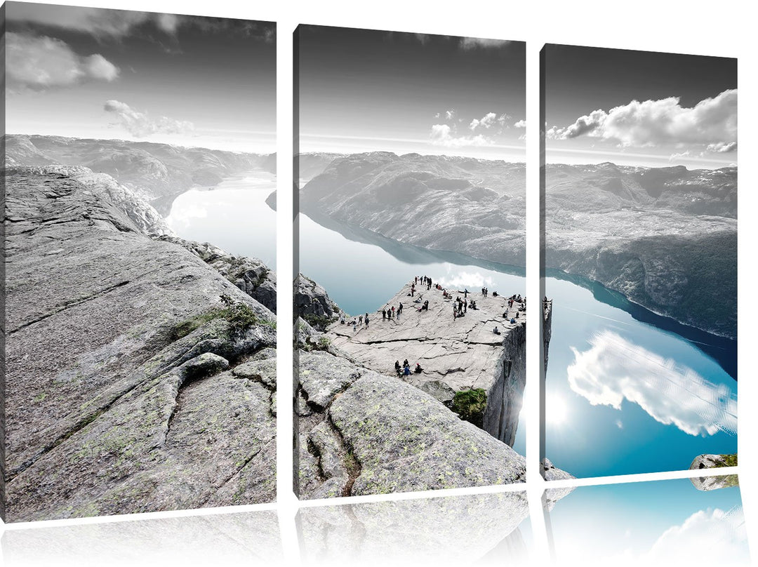 Pixxprint Küste in Norwegen als Leinwandbild/Grösse: 3 Teilig (120x80 cm) cm/Wandbild/Kunstdruck/fer