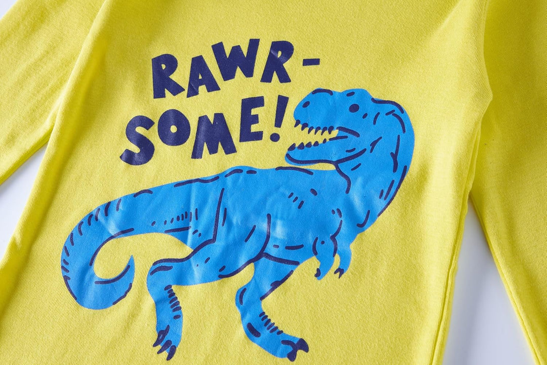 Jungen Pyjama Langarm 4-teilig Kleine Kinder Nachtwäsche Schlafanzug Set 2-14 Jahre 4p-dino Schwarzg