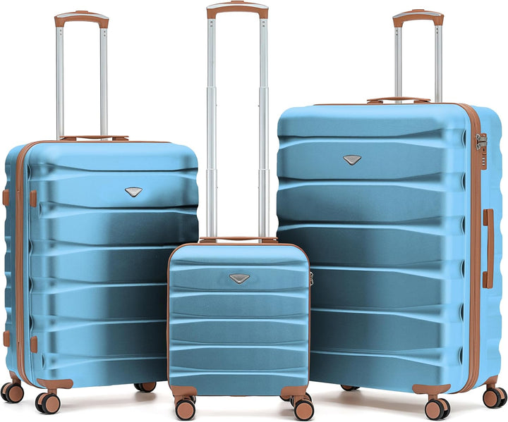 Flight Knight 3er Kofferset Hartschalenkoffer ABS | Handgepaeck 45 cm Unter Sitz easyJet + Mittel un