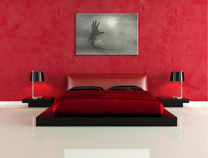Pixxprint Zombie Erwachen Format: 100x70 auf Leinwand, XXL riesige Bilder fertig gerahmt mit Keilrah