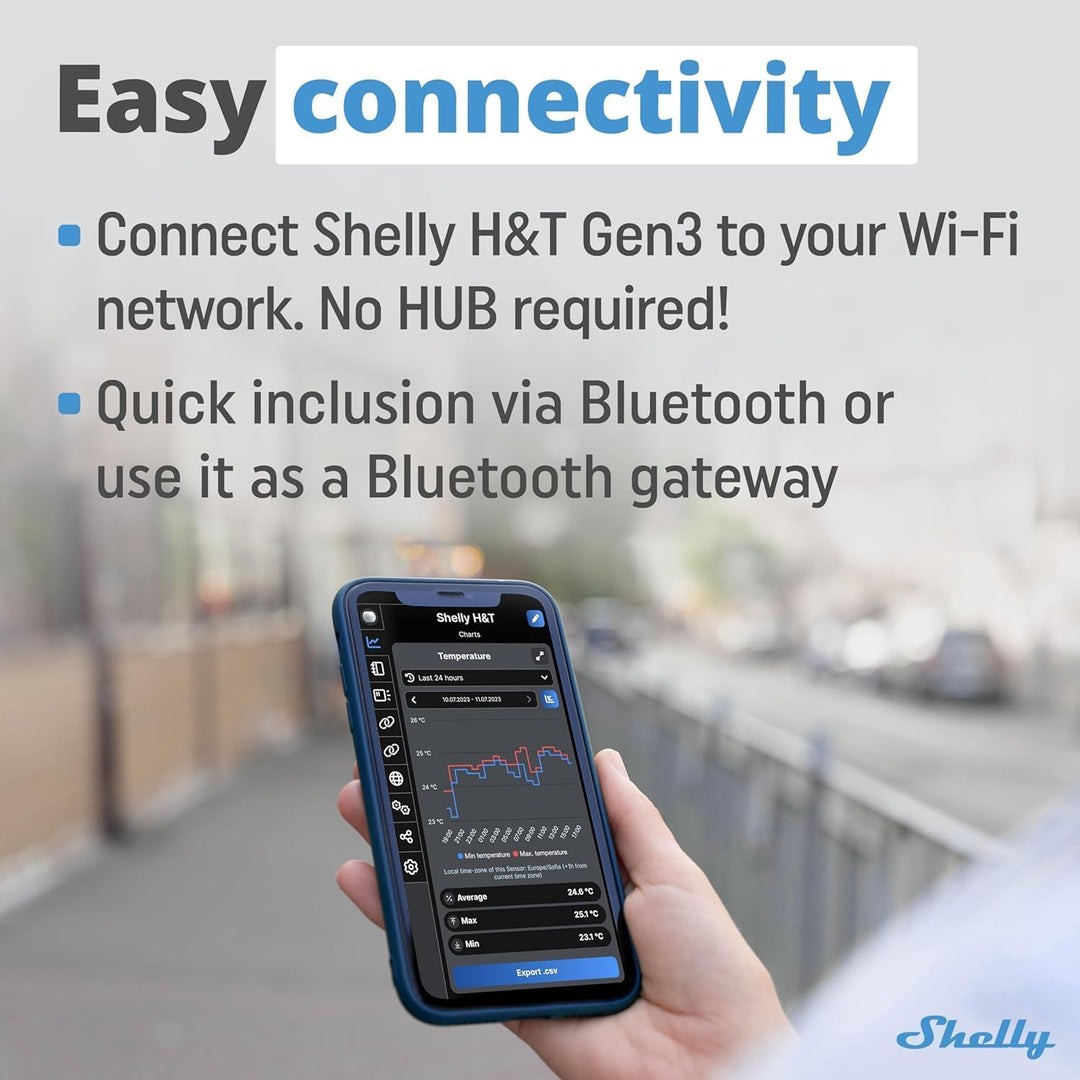 Shelly H&T Gen 3 Mocha | 2er Pack |Wi-Fi und Bluetooth Temperatur&Luftfeuchtigkeitssensor | Hausauto