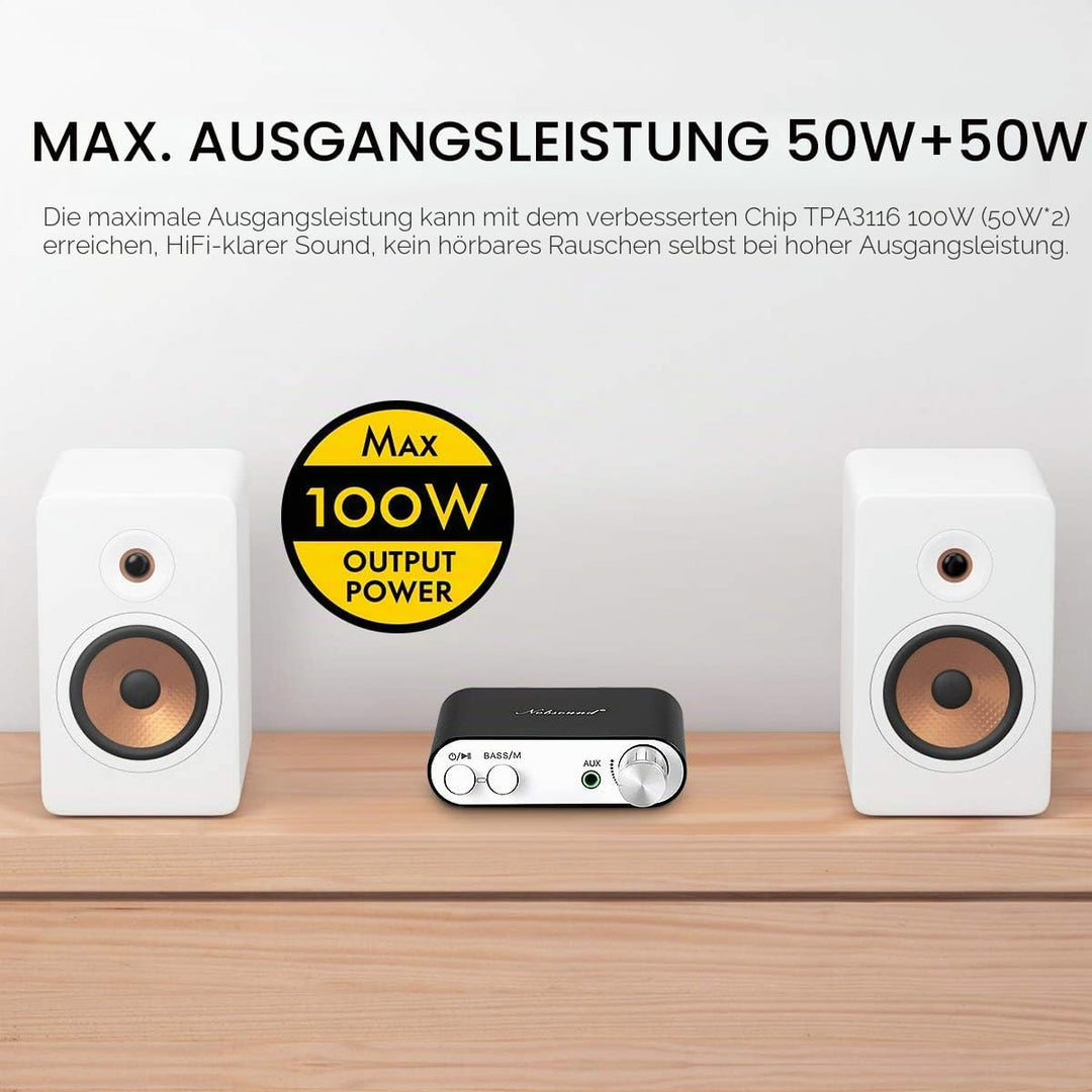 Nobsound NS-10G Mini Bluetooth 5.0 Digitaler Stereo Verstärker 100W HiFi Power Amp mit Netzteil (Sch