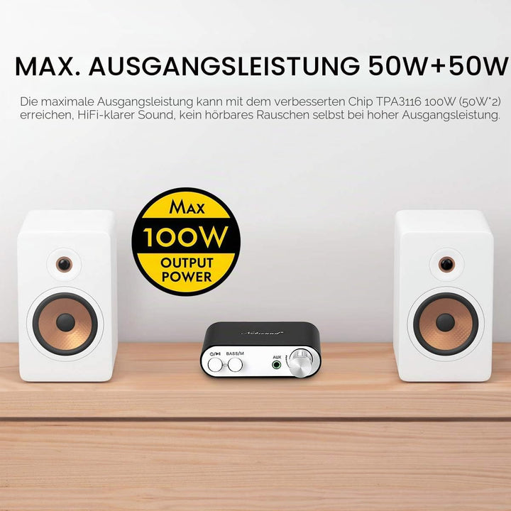 Nobsound NS-10G Mini Bluetooth 5.0 Digitaler Stereo Verstärker 100W HiFi Power Amp mit Netzteil (Sch