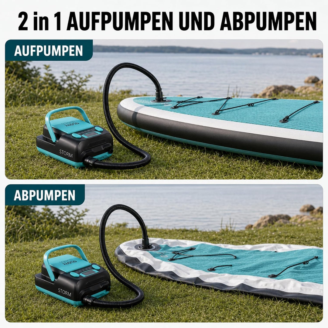 GLORY BOARDS® - SUP Pumpe Akku | elektrische Pumpe SUP | 20 PSI Hochdruck | elektrische Luftpumpe mi