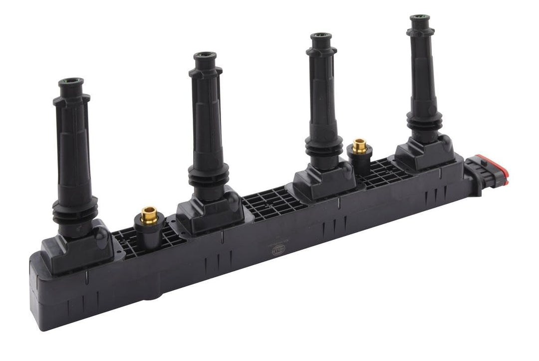 HELLA 5DA 358 000-331 Zündspule - 12V - 6-polig - inkl. Zündkerzenstecker - geschraubt