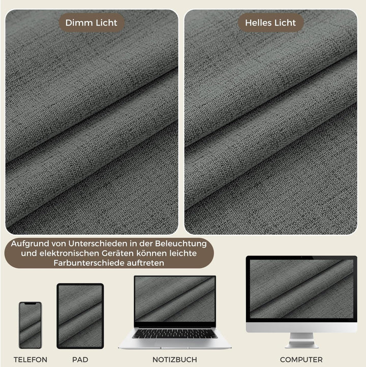 100% Verdunklungsvorhänge Thermovorhänge Kälteschutz Gardinen mit Kräuselband 175 x 140 cm (HxB) 2er