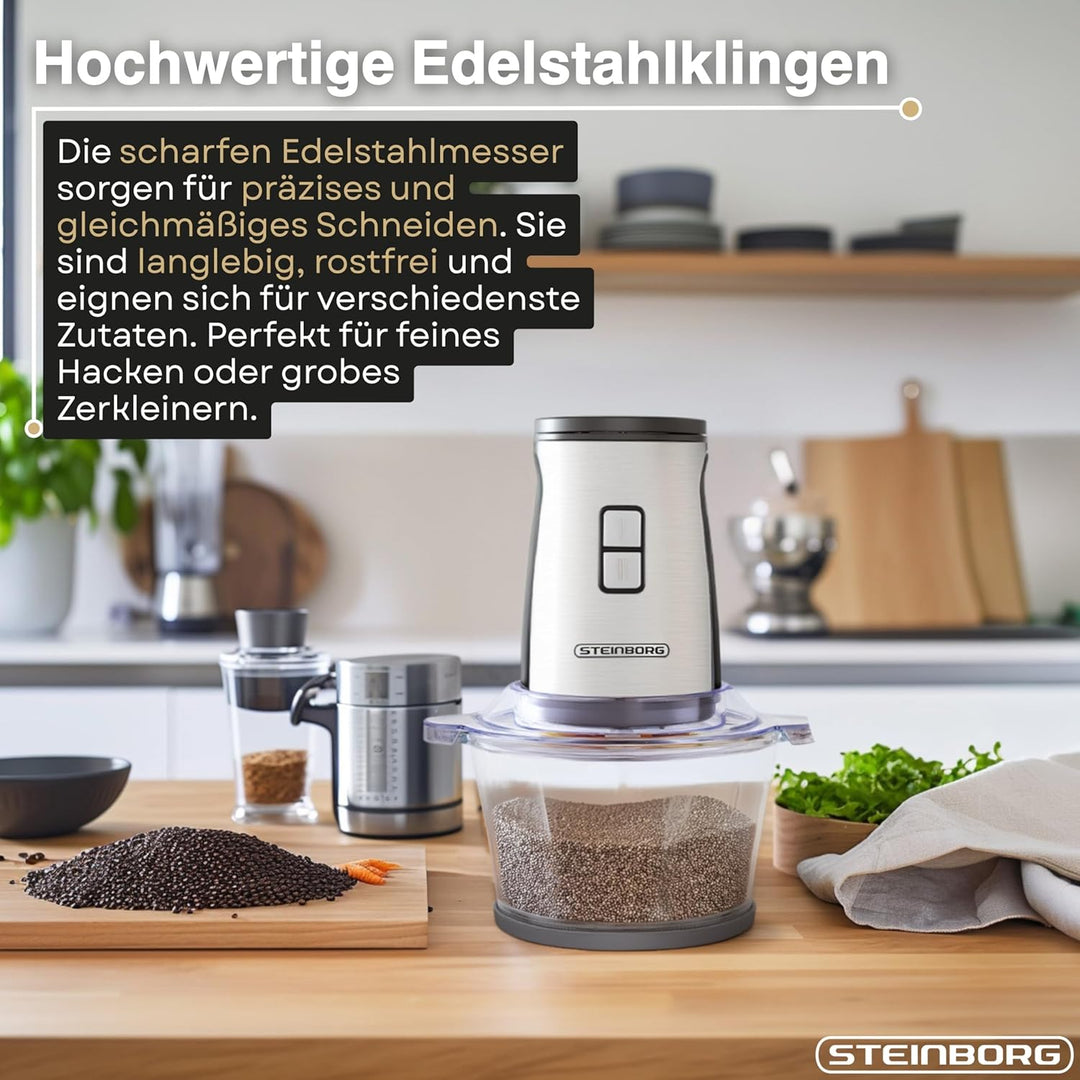 Steinborg® Zerkleinerer 2in1 Standmixer Smoothie Maker To Go Becher, 500W Multizerkleinerer, 2L Glas