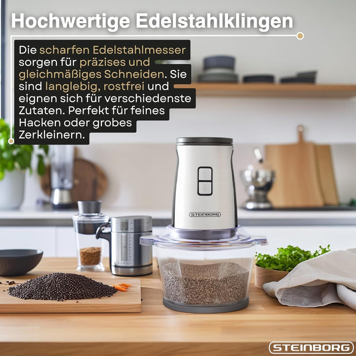 Steinborg® Zerkleinerer 2in1 Standmixer Smoothie Maker To Go Becher, 500W Multizerkleinerer, 2L Glas