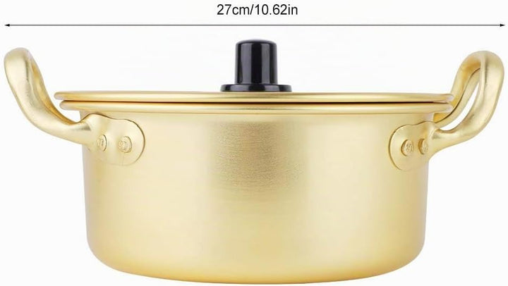 Korean Ramen Noodles Pot, Aluminium Ramen Topf mit Deckel Nudeltopf Doppelgriff Kleiner Sossentopf z