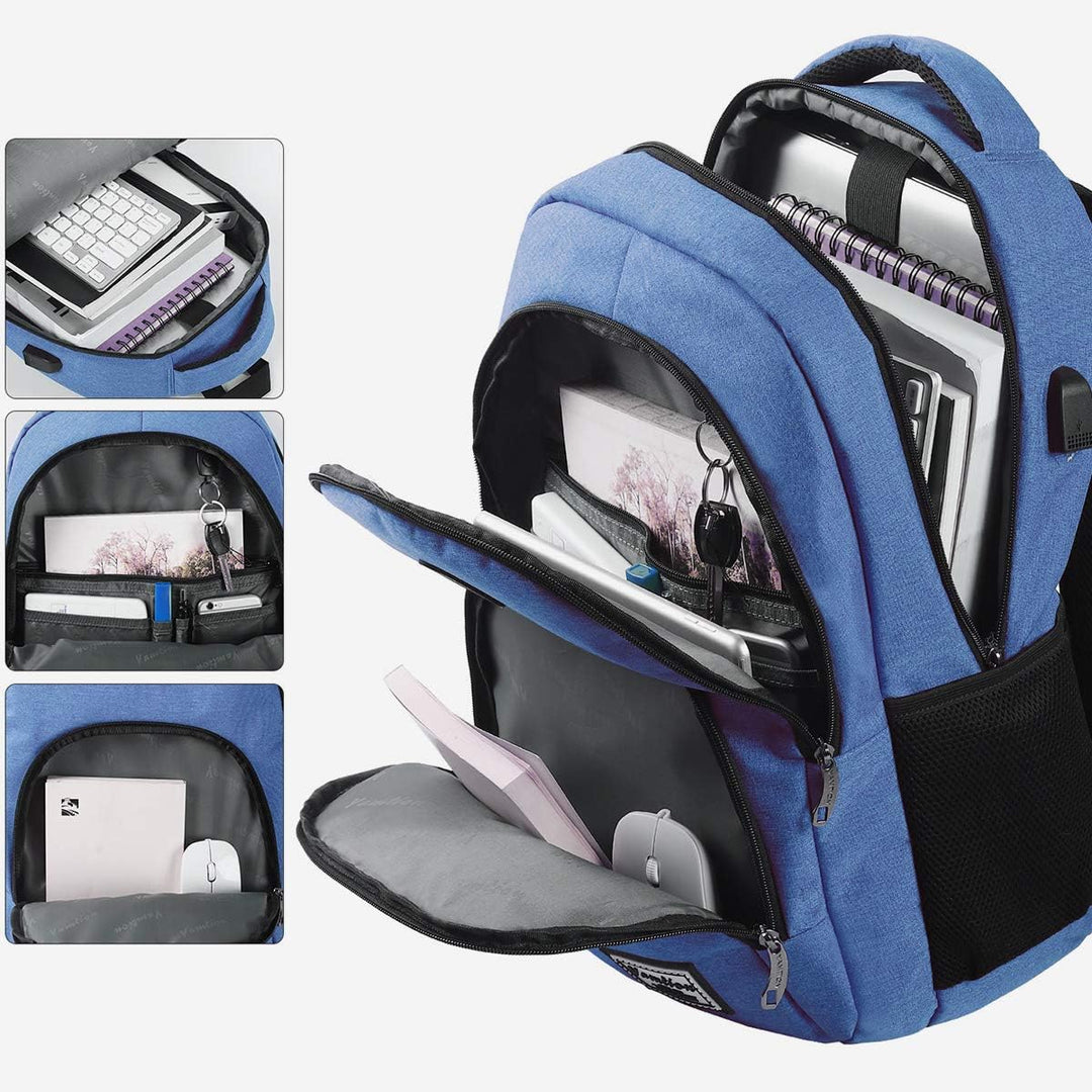 YAMTION Rucksack Herren Rucksack Schule mit USB Ladeanschluss, 15,6 Zoll Laptopfach Schulrucksack Ju
