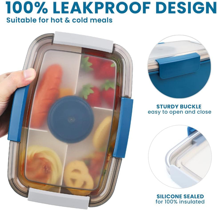 Bugucat Lunchbox Erwachsene 2000ML 2 Set,Auslaufsichere Brotdose Bento Box mit Fächern für Kinder,Sa