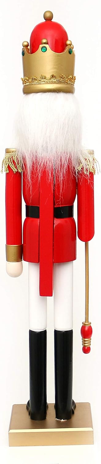 Dekohelden24 XXL Holz Nussknacker König in rot/Gold/Weiss, ca. 20 x 17 x 91 cm Xxl König in Rot, Xxl