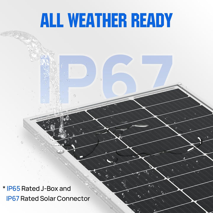 ECO-WORTHY 100W Solarpanel Monokristallines, 12V Solarmodul mit Aluminiumrahmen, Geeignet für 12V Ba