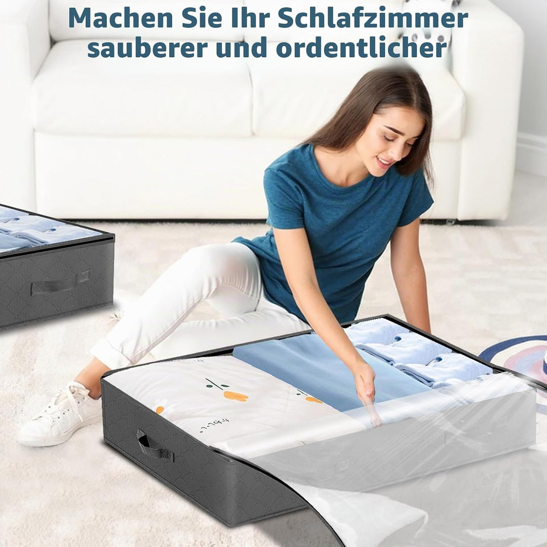 Withosent 5 Stück Unterbettkommode 90L, Unterbett Aufbewahrungsbox Vliesstoff Faltbare Aufbewahrungs