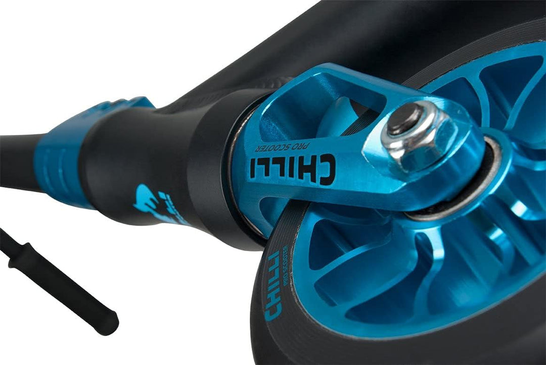 Chilli Pro Scooter Reaper Stunt-Scooter H=84cm Park Trick Tret Roller 110mm + F26 Sticker Wave Blau