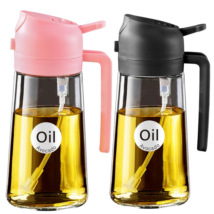 YARRAMATE 2 Stück 2 in 1 Ölsprüher für speiseöl, 470ml Öl Sprühflasche lebensmittelecht, Ölspray zum