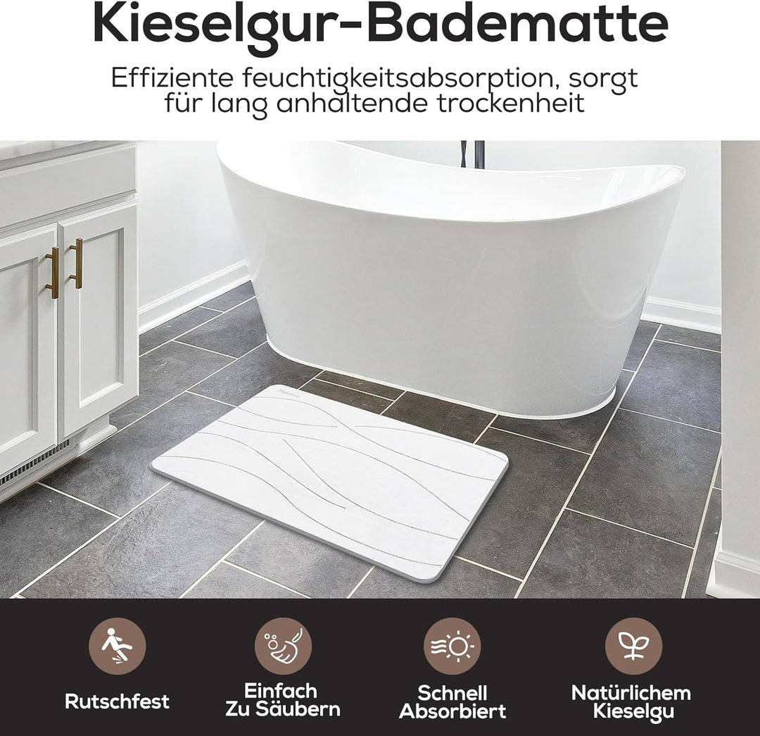 Nestiva Stone Bath Mat, rutschfest Waschbar, Super Saugfähig, Stein Badezimmerteppich aus Natürliche
