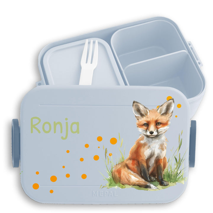 Kinder Bento Box Midi Mepal Bentobox - Fuchs - Personalisierbare Brotdose mit Fuchsmotiv | Lunchbox