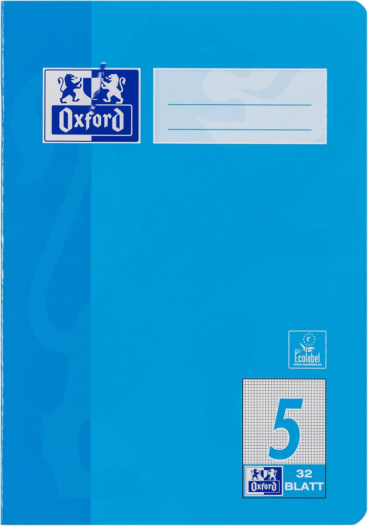Oxford Schulheft A5, 32 Blatt, Lineatur 5, kariert, 10 Stück (Packung mit 2) 32 Blatt (Packung mit 2