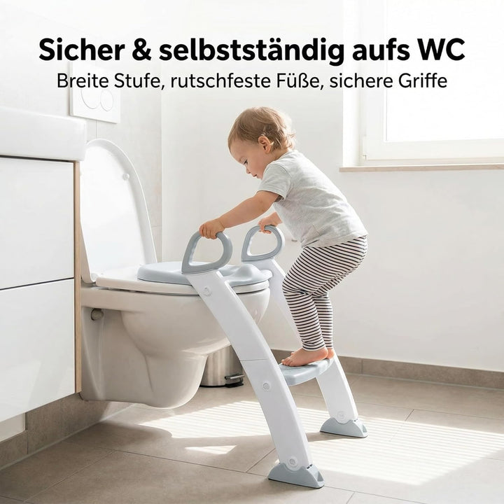 Toilettentrainer & Toilettenleiter mit Treppe für Kinder, klappbarer Toilettenaufsatz Kinder, stufen