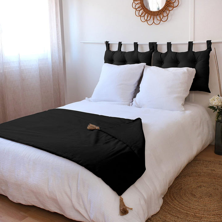 Enjoy Home Kopfteil Stoff 70 x 9 x 45 cm, schwarz, 9 X 45 CM, Schwarz