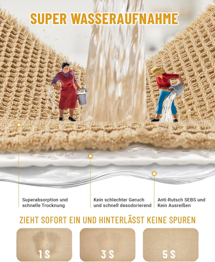 Grosser Badteppich Set, Badezimmerteppich Set 2 Teilig, Rutschfeste Badematte, Boho Badezimmermatte,