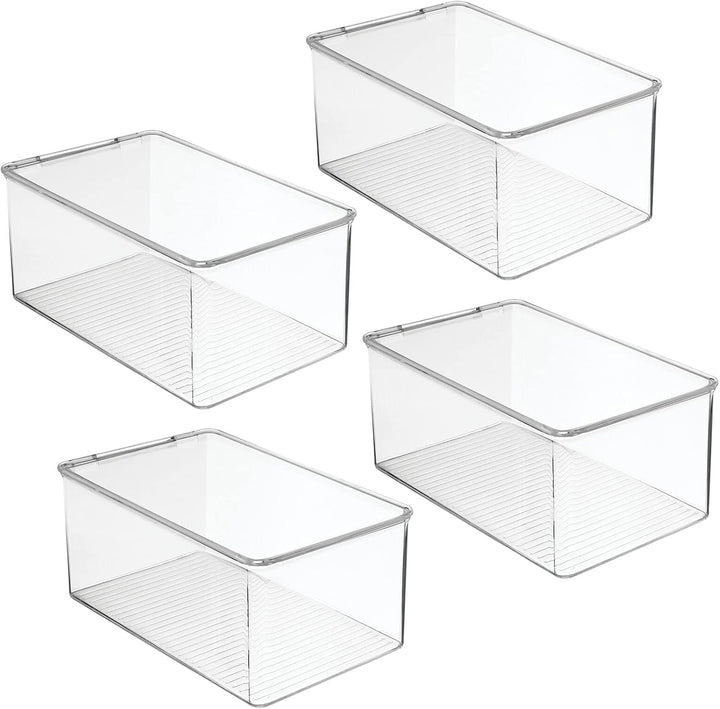 mDesign Aufbewahrungsboxen für Schuhe - 4er-Set - Schuhaufbewahrung mit Deckel - Schukasten stapelba