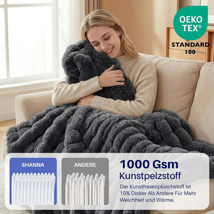Kuscheldecke Kaninchen Plüsch Decke Super Soft Wohndecke Dick 1000 G/M² Flanell Decke Couchdecke War