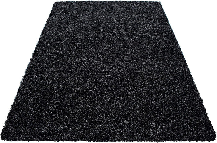 HomebyHome Teppich Wohnzimmer Shaggy Hochflor Anthrazit Rechteckig 300x400 cm Einfarbig Design - Fla