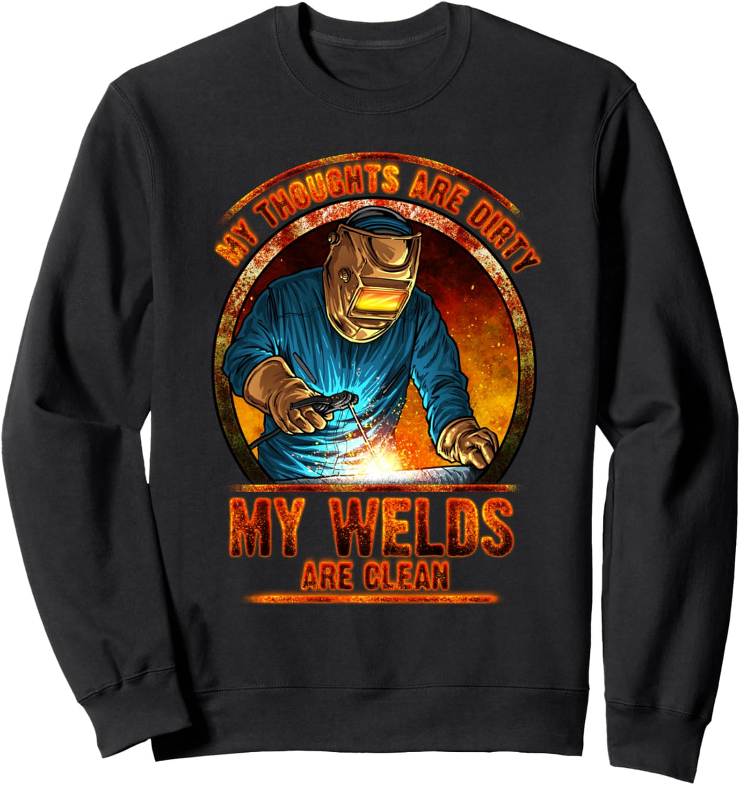 Dirty Thoughts Clean Welds Lustiger Schweisser Hoodie Rückseite Sweatshirt