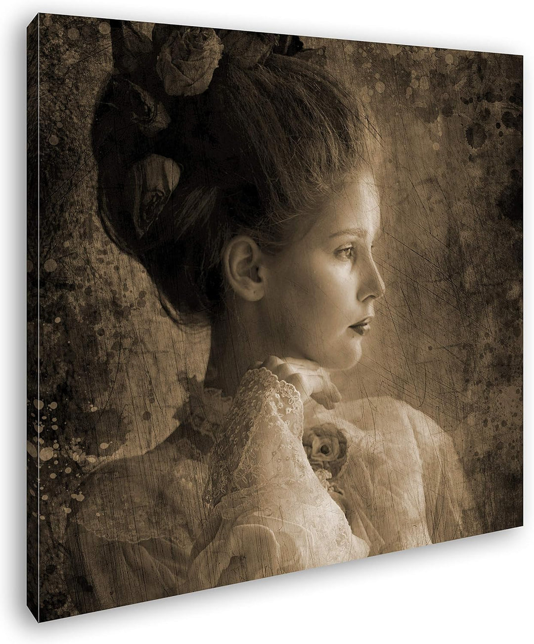 deyoli Die vornehme Dame Format: 60x60 Effekt: Sepia als Leinwandbild, Motiv fertig gerahmt auf Echt