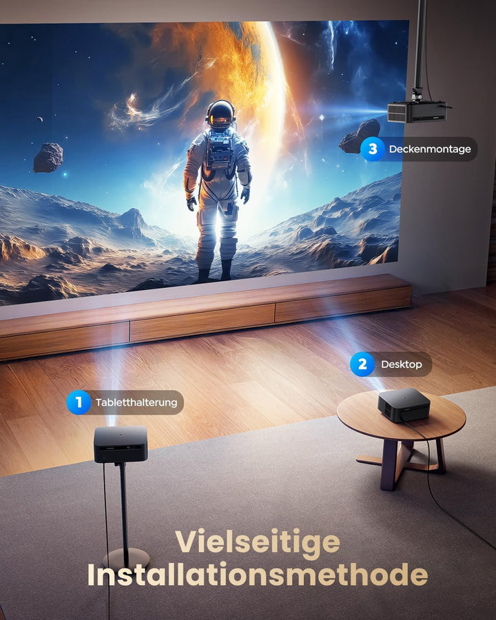 Beamer 4K [1300 ANSI|Google TV] FHD 1080P Beamer 4K Unterstützt, Autofokus Auto Trapezkorrektur 20W