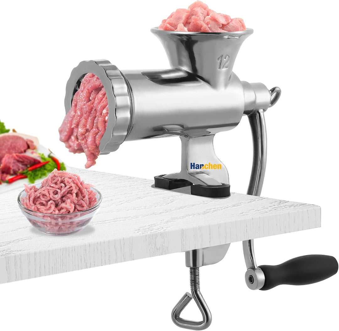 Hanchen Edelstahl Manueller Fleischwolf Haushalt Multifunktionale Einlaufmaschine Fleischmühle Wurst