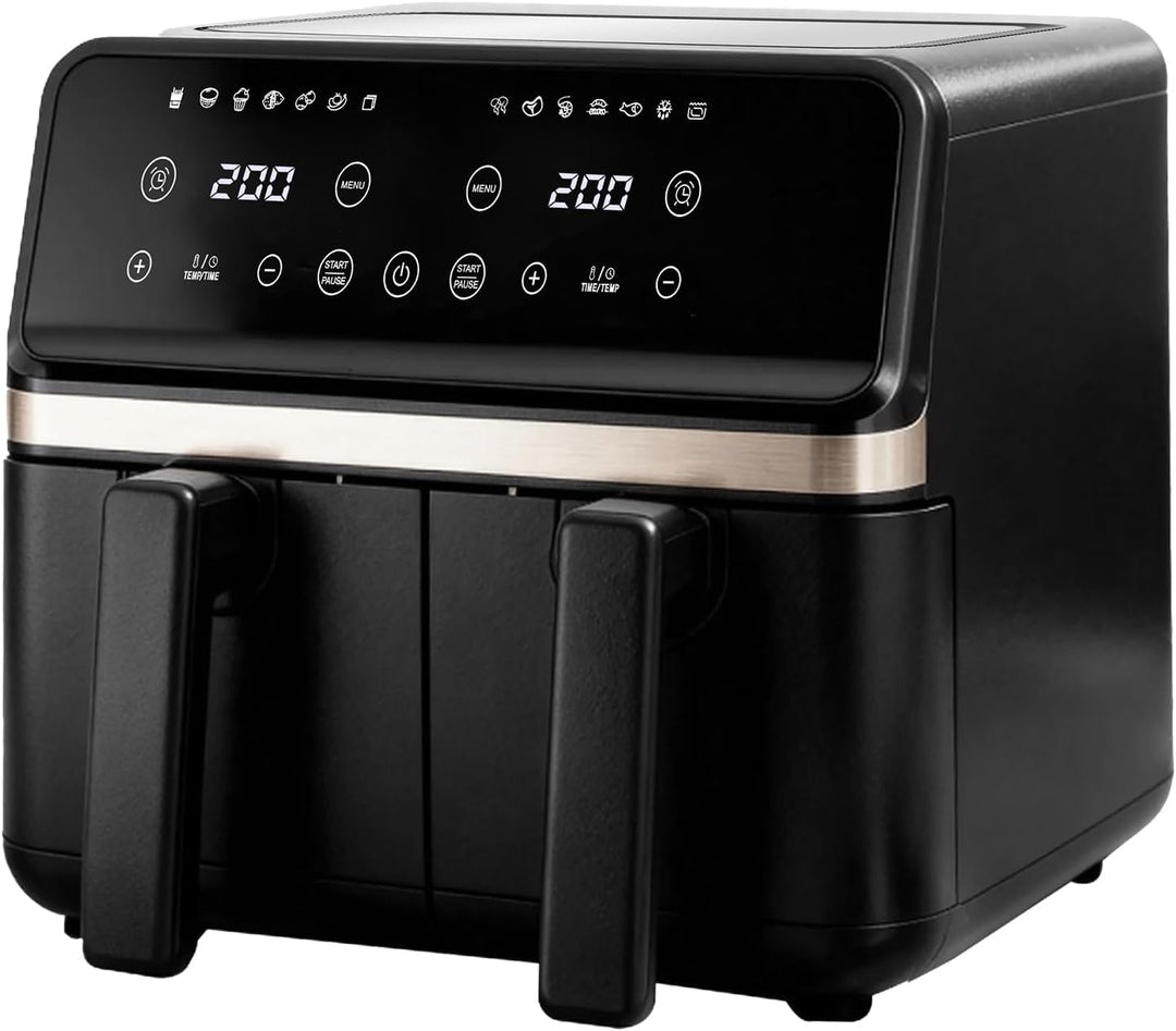 Heissluftfritteuse 2 kammern mit Sichtfenster, 8L Airfryer, 2 Fächer, 12-in-1, Touchscreen, Spülmasc
