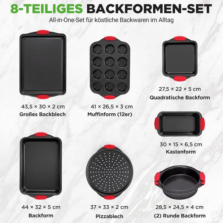 NutriChef NCSBS8S hitzeroten Silikongriffen, ofenfest, Eisen, schwarz 8 Piece Set Schwarz, 8 Piece S