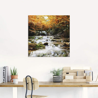 ARTland Wandbild Alu Verbundplatte für Innen & Outdoor Bild 40x40 cm Herbst Landschaft Natur Wald Wa