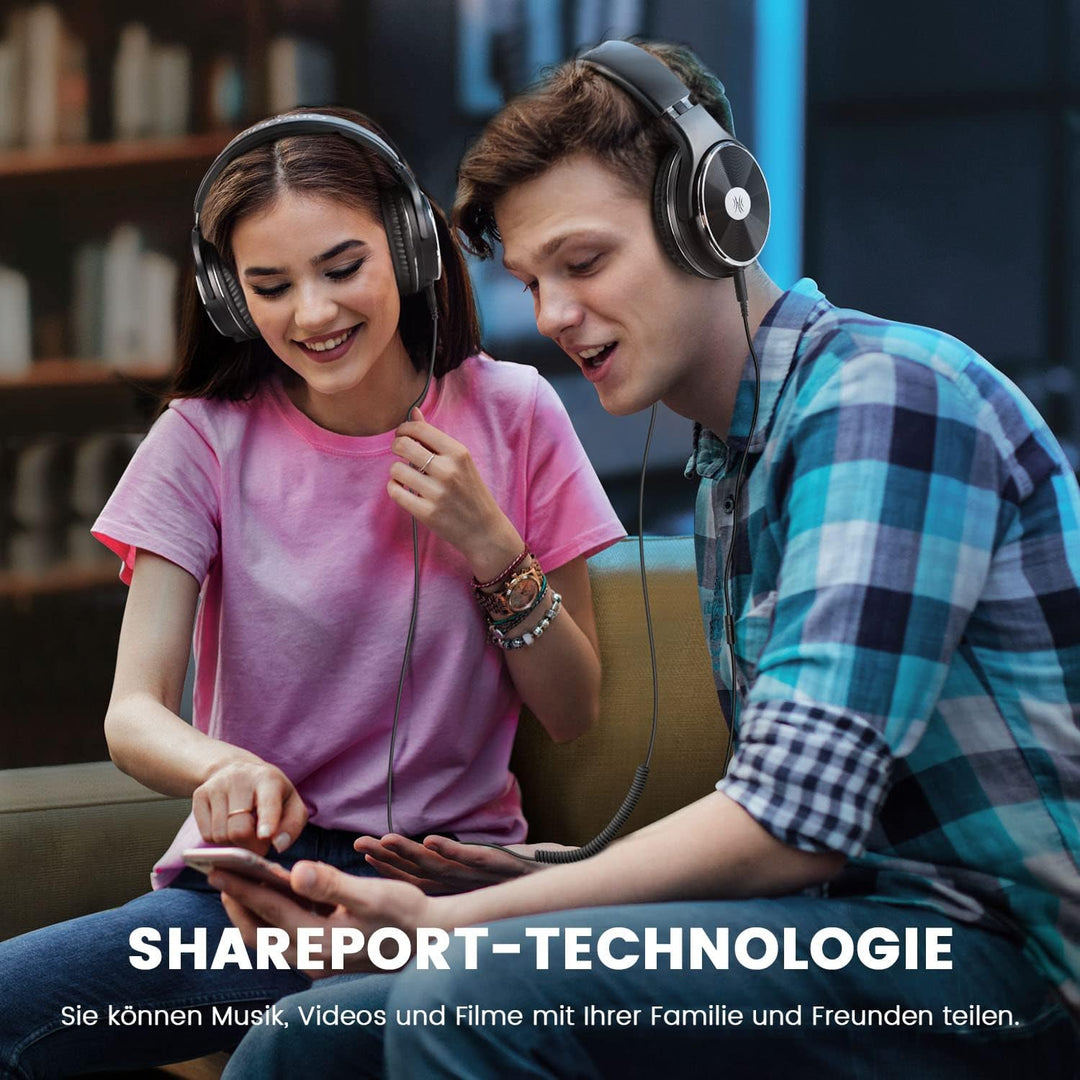 OneOdio Kopfhörer Over Ear mit Kabel, Geschlossener Studio HiFi Kopfhörer mit Share Port für E-Drum
