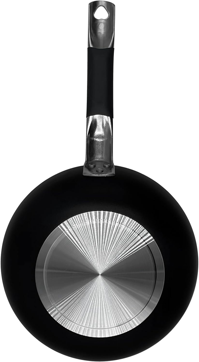 Pentole Agnelli ALSC111BSSC24 Schwarzschwarzes, hochsalziges Senkaluminium mit kühlem Edelstahlrohrg