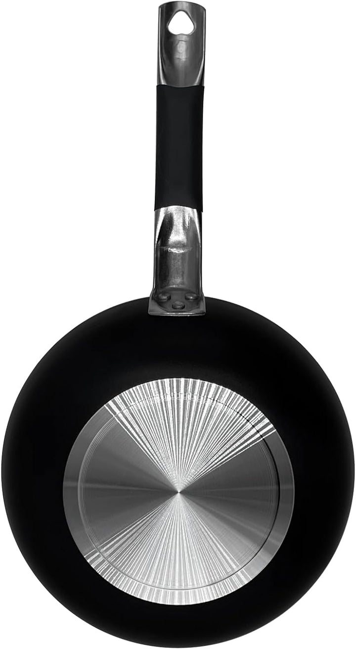 Pentole Agnelli ALSC111BSSC24 Schwarzschwarzes, hochsalziges Senkaluminium mit kühlem Edelstahlrohrg