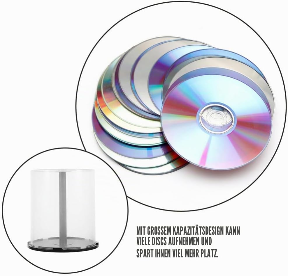 Zerodeko Cd-Aufbewahrungseimer 2Er-Set Transparenter Dvd-Halter Mit Staubschutz Kompakter Plastik Cd