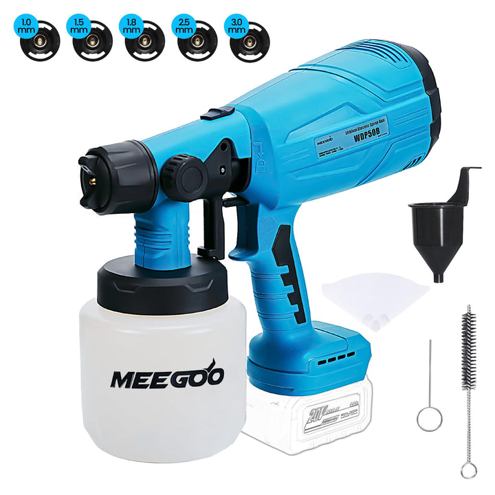 MEE GOO Akku-Farbspritzgerät für Zaun, Möbel, Schränke, Wände, etc. Kompatibel mit Makita und DeWalt
