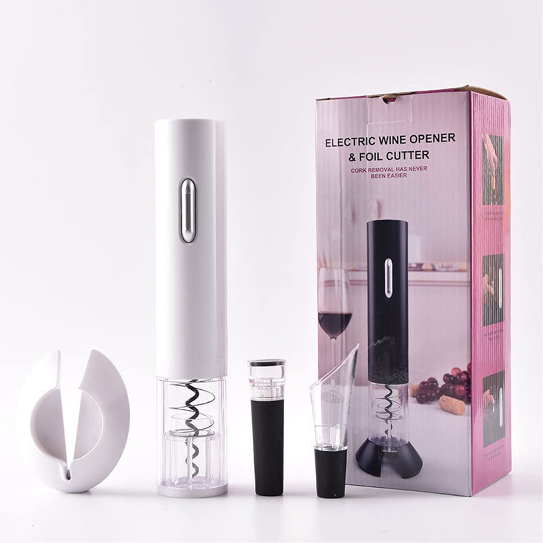 Elektrische Flaschenöffner Set Wein,ABS Korkenzieher Flaschenöffner Geschenk für Senioren (weiss), W