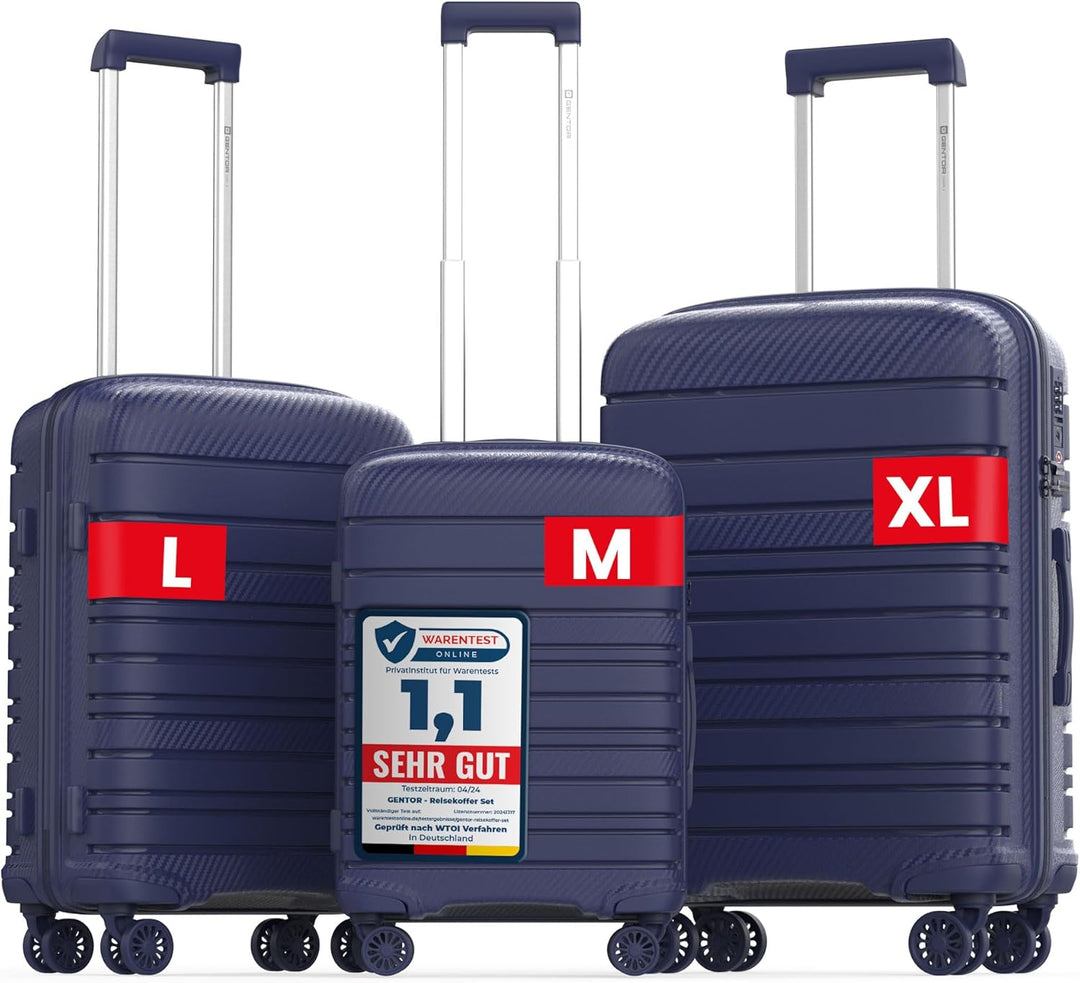GENTOR Koffer Reisekoffer mit Rollen Carbonoptik Hartschalenkoffer Trolley Handgepäck mit TSA-Schlos