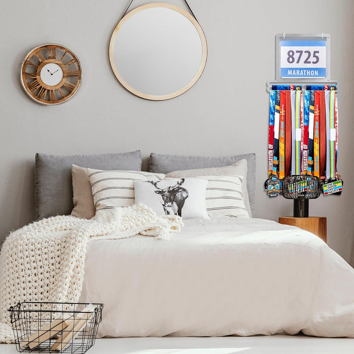 Moxweyeni Medaillen- und Startnummernhalter, Wandmontage, Medaillenaufhänger, Geschenk für Läuferinn