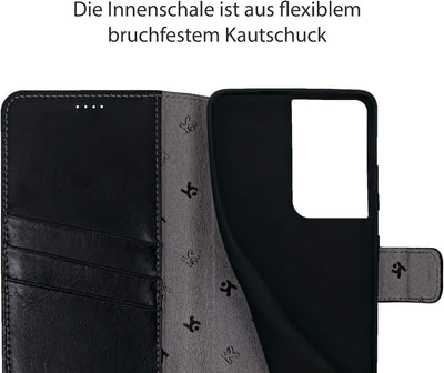 Suncase Book-Style Hülle kompatibel mit Samsung Galaxy S21 Ultra 5G Leder Tasche (Slim-Fit) Lederhül