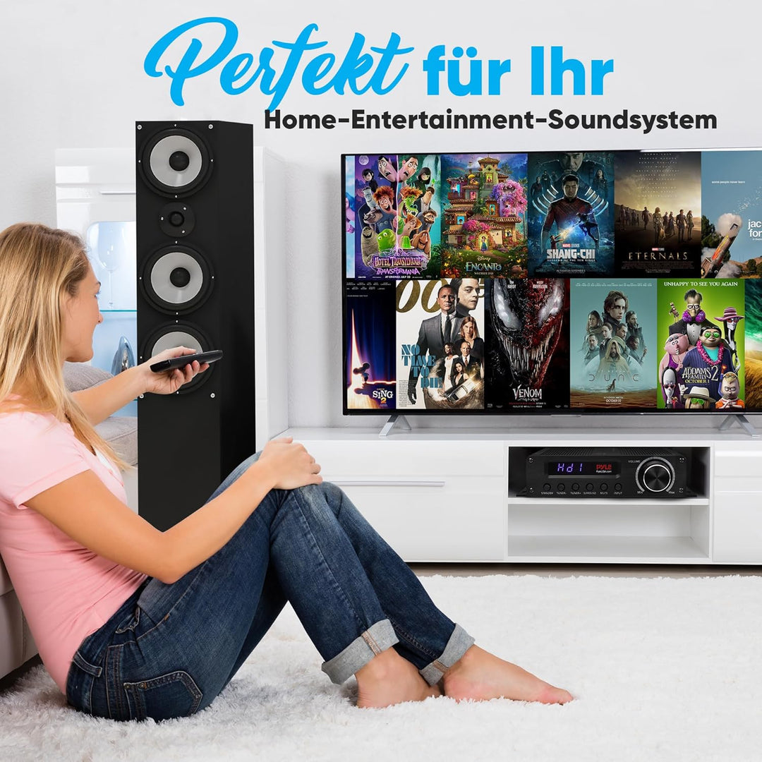 Pyle HiFi Verstärker 100W – Bluetooth Verstärker, Amplifier 5.1 Kanal Receiver mit HDMI, AUX, FM-Ant