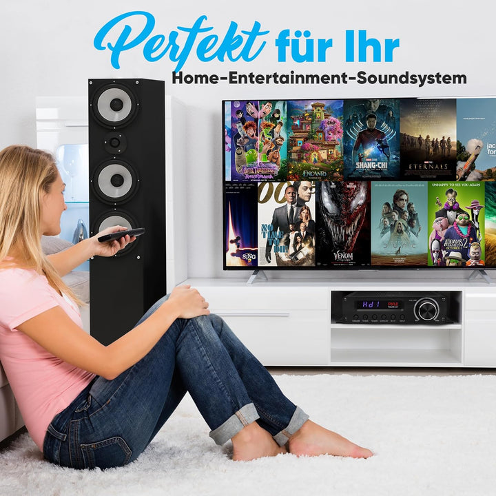 Pyle HiFi Verstärker 100W – Bluetooth Verstärker, Amplifier 5.1 Kanal Receiver mit HDMI, AUX, FM-Ant