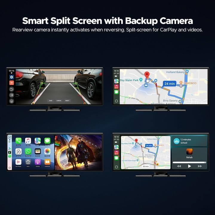 Volam 10.25 Zoll Carplay Display kompatibel mit Netflix/YouTube/Tik Tok,Carplay Android Auto,Video D